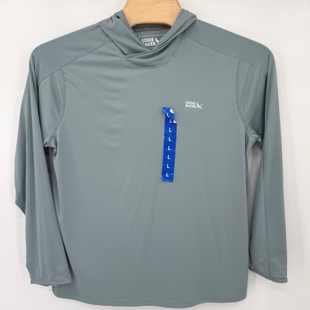 Eddie Bauer Hoodie Mens L Blue-Gray Solarfoil UPF 50+ Performance Top 5886
